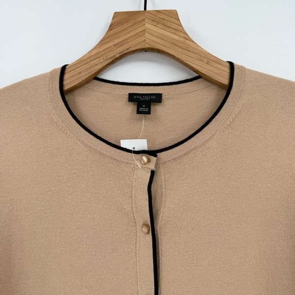 Ann Taylor Factory Contrast Trim Cotton Cardigan Size XL - Picture 4 of 10